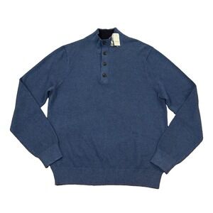 NWT Brooks Brothers Cotton-Cashmere Mock-Neck Sweater Blue Men's Large
